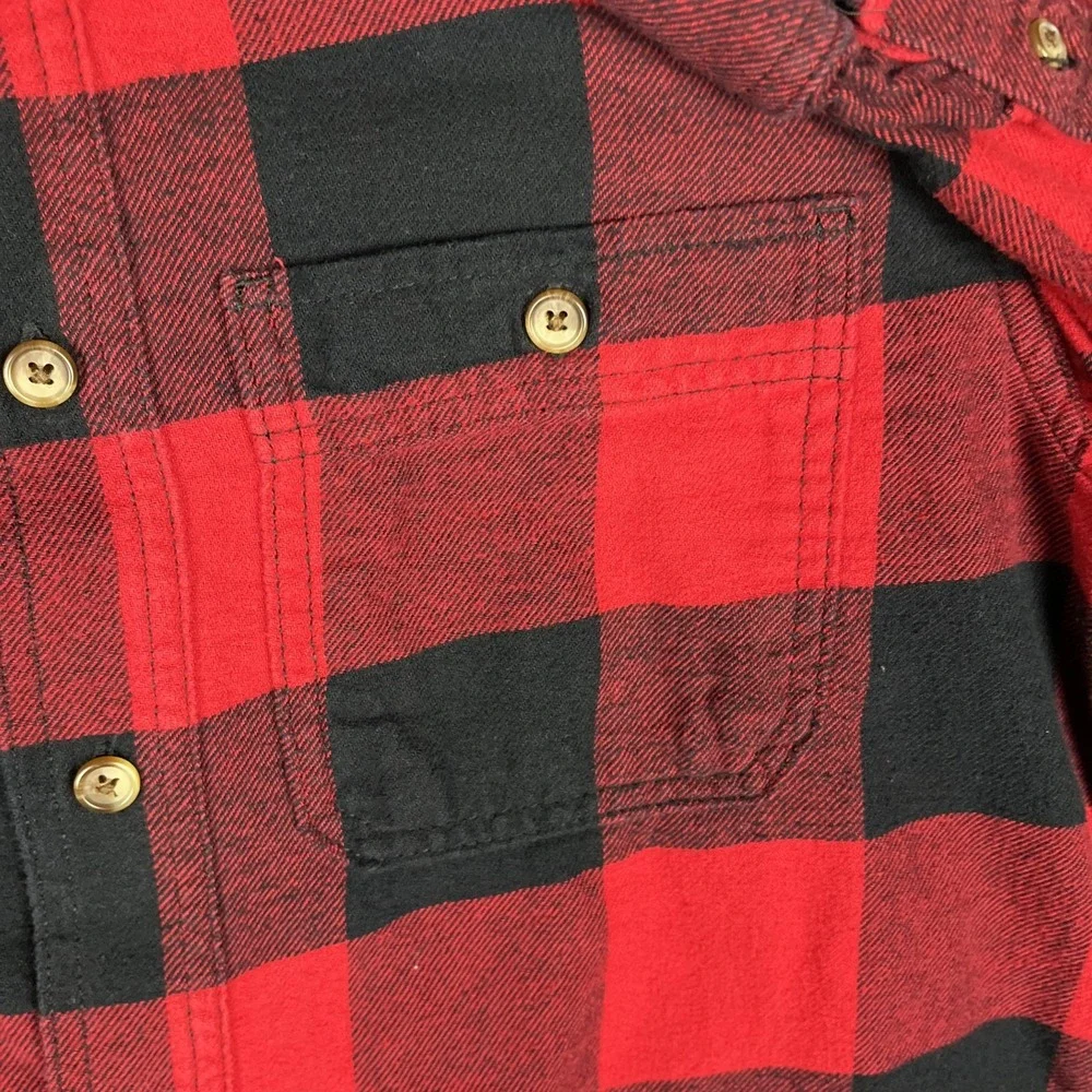 Old Navy Flannel‎ Shirt Mens M Red Buffalo Plaid 100% Cotton Classic Lumberjack