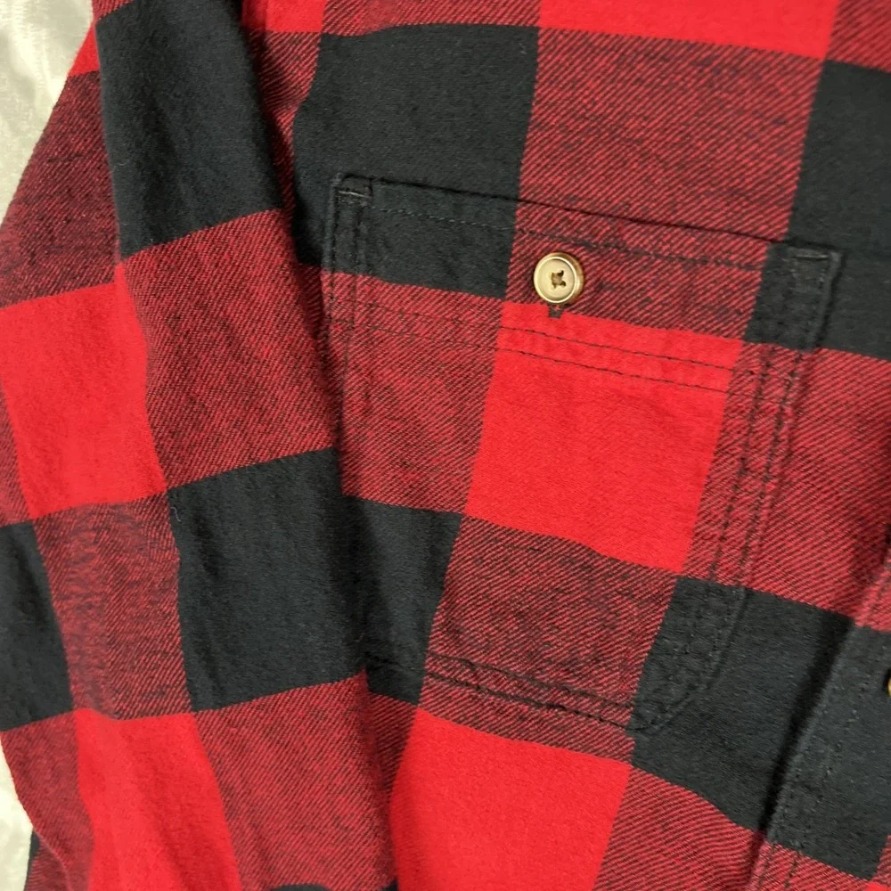 Old Navy Flannel‎ Shirt Mens M Red Buffalo Plaid 100% Cotton Classic Lumberjack