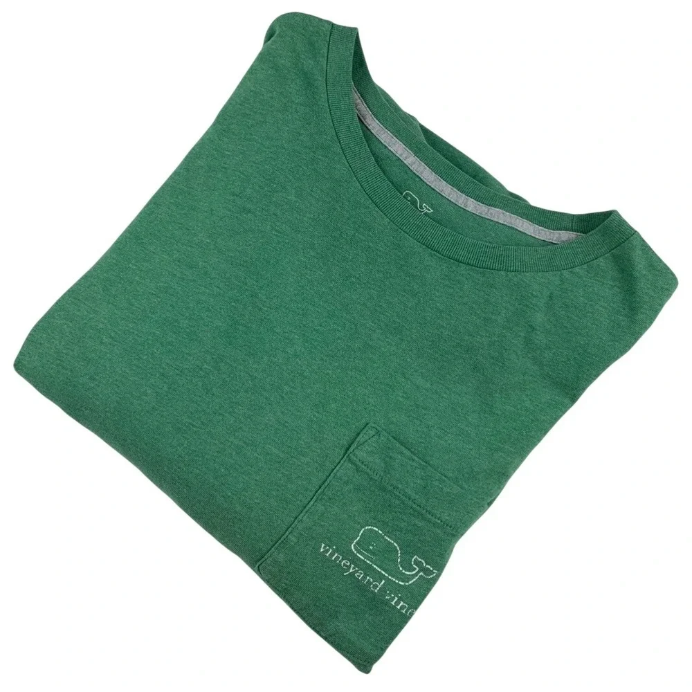 Vineyard Vines Mens Long Sleeve T-Shirt Green Whale Logo Size‎ L *SEE PHOTOS*