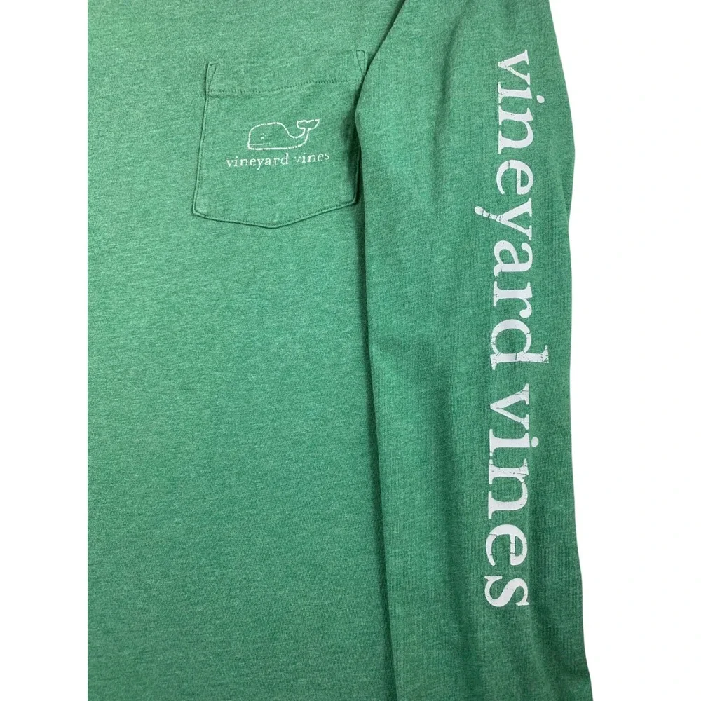 Vineyard Vines Mens Long Sleeve T-Shirt Green Whale Logo Size‎ L *SEE PHOTOS*
