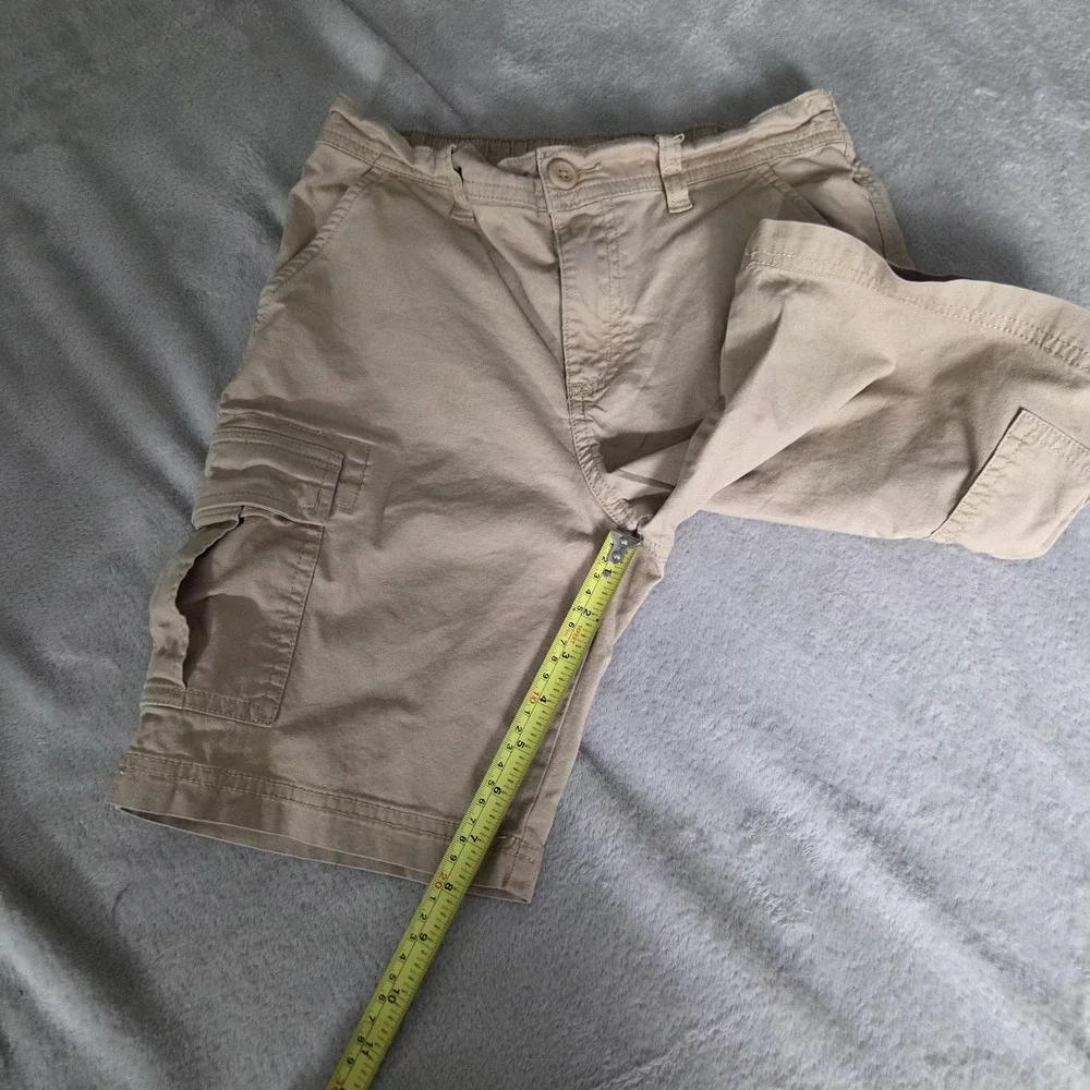 Art Class Shorts Boys 10-12 Beige Cargo Twill Elastic Waist Zip Pockets Casual