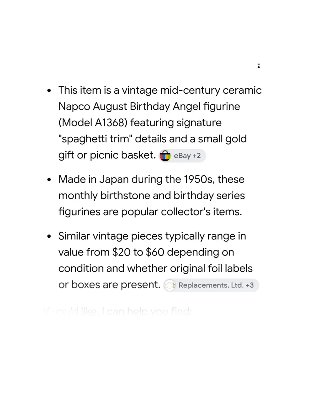 1950s Napco August Birthday Angel Ceramic Figurine Spaghetti Trim