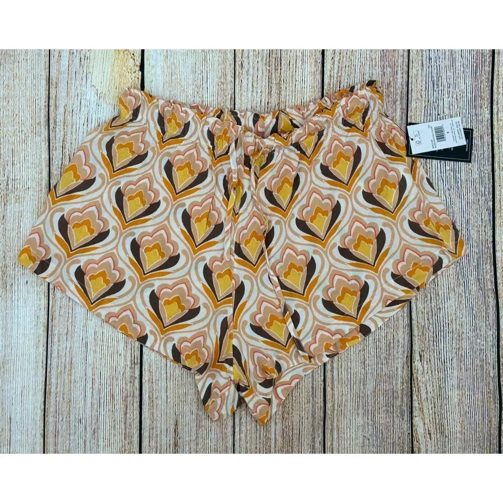 Volcom Women's Retrospectacle Shorts Size Small‎ Hazelnut Elastic Waist NWT