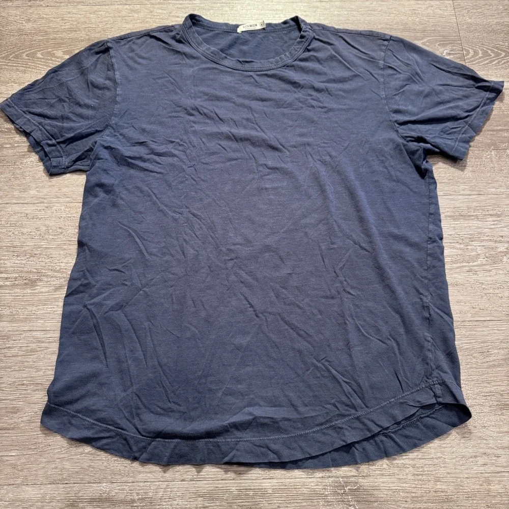 Buck Mason Shirt Mens M Blue Cotton Slub Curved Hem Tee Heritage Made in USA