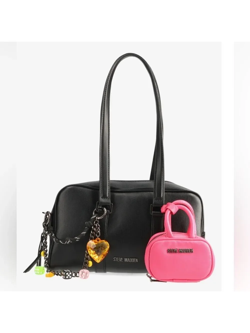 Steve Madden Bharlan Black Pink Shoulder Bag New