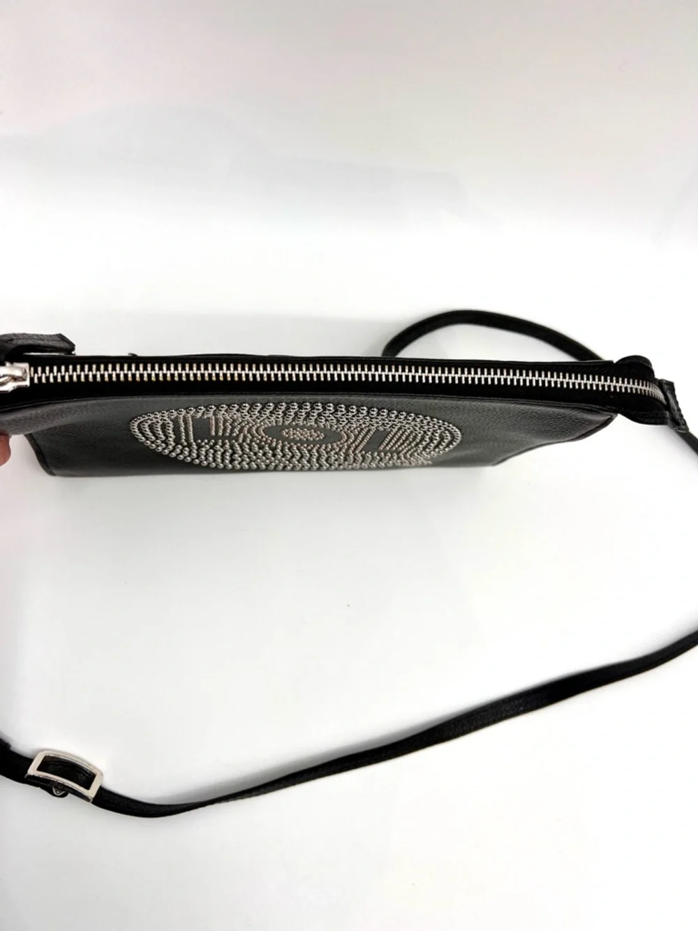 Brighton LOL Studded Black leather Crossbody‎ Bag