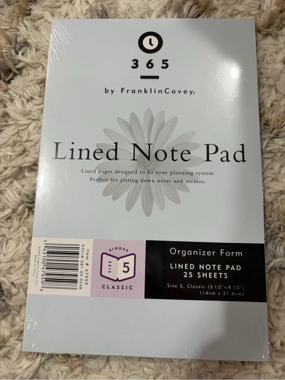 365 by Franklin Cove line notepad size 5*