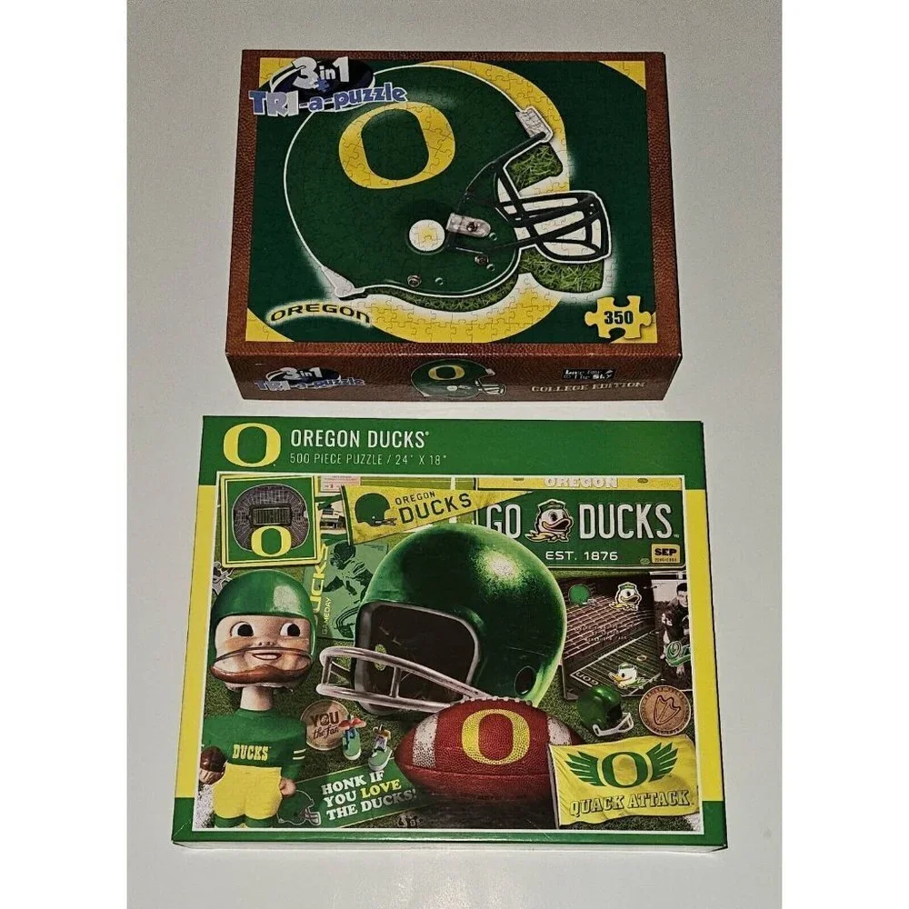 2 University of Oregon Ducks Football Jigsaw Puzzle Lot 350 500 Pieces Complete