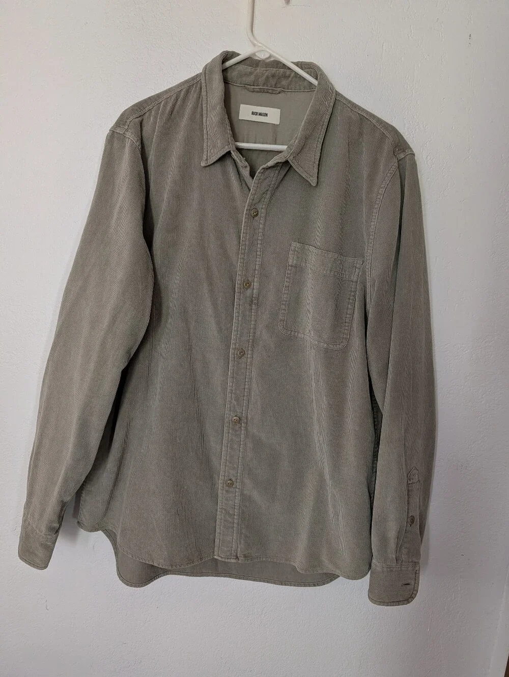 Buck Mason Corduroy Button Up Shirt Size XL Gray Pre Owned