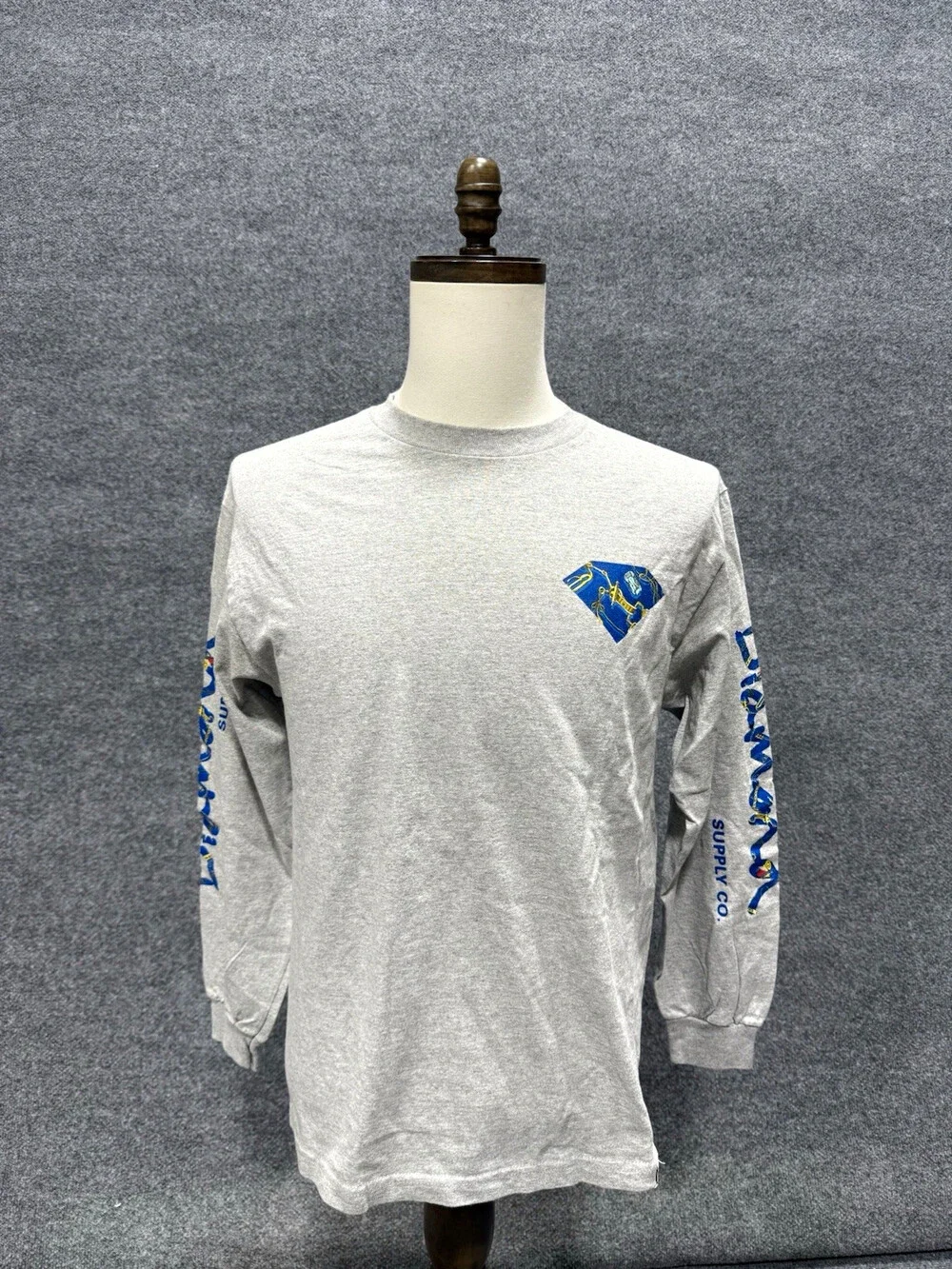 Diamond Supply Co Long Sleeve T Shirt Mens M Gray Nautical Graphic Made USA