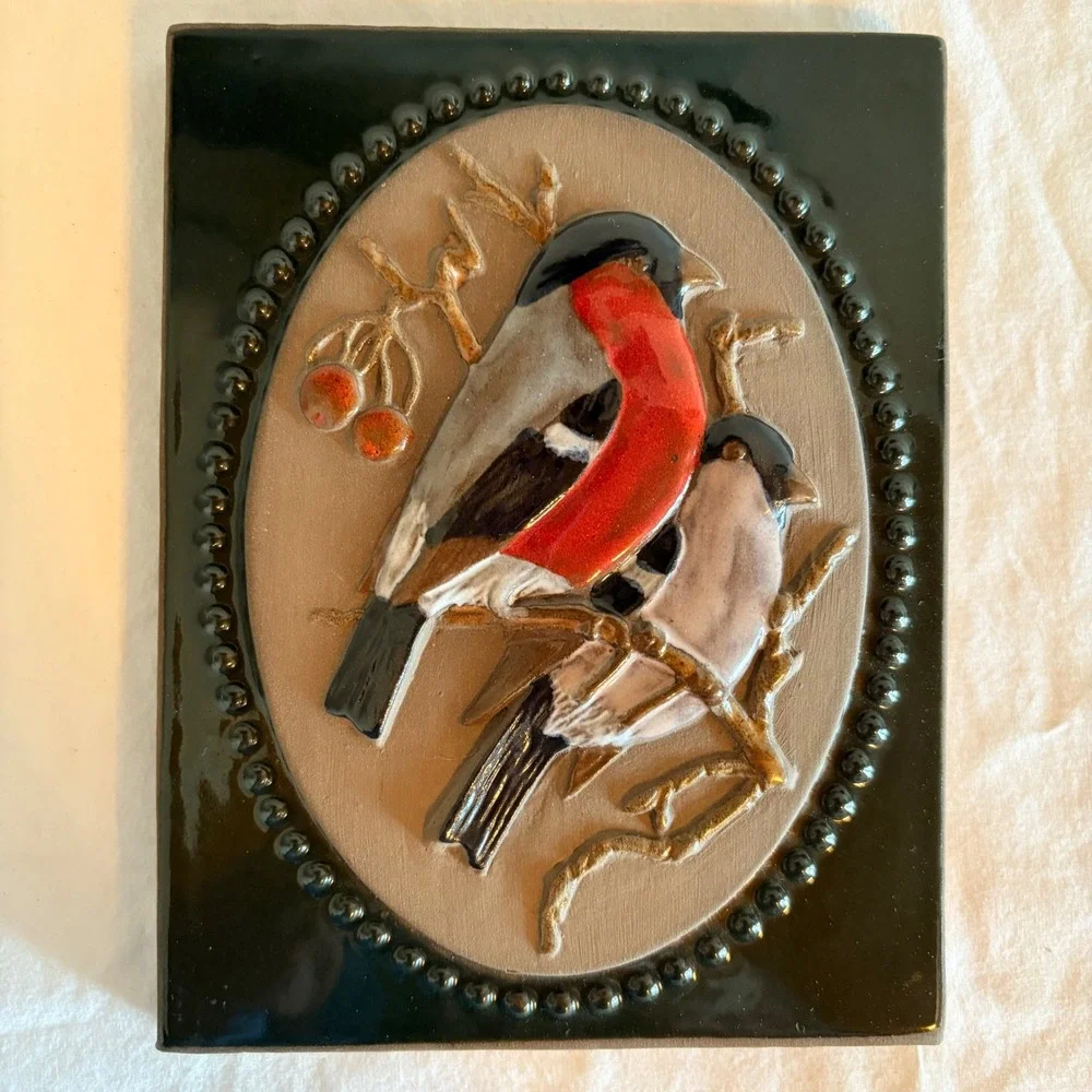 Jie Gantofta Sweden Ceramic Bird Wall Plaque Tile Design Aimo Ready to‎ Hang