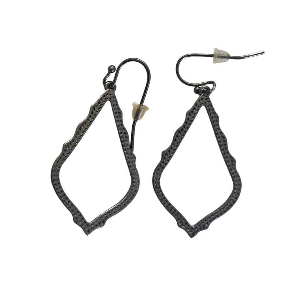 Kendra‎ Scott Sophia Drop Earrings Gunmetal Open Frame Filigree Jewelry