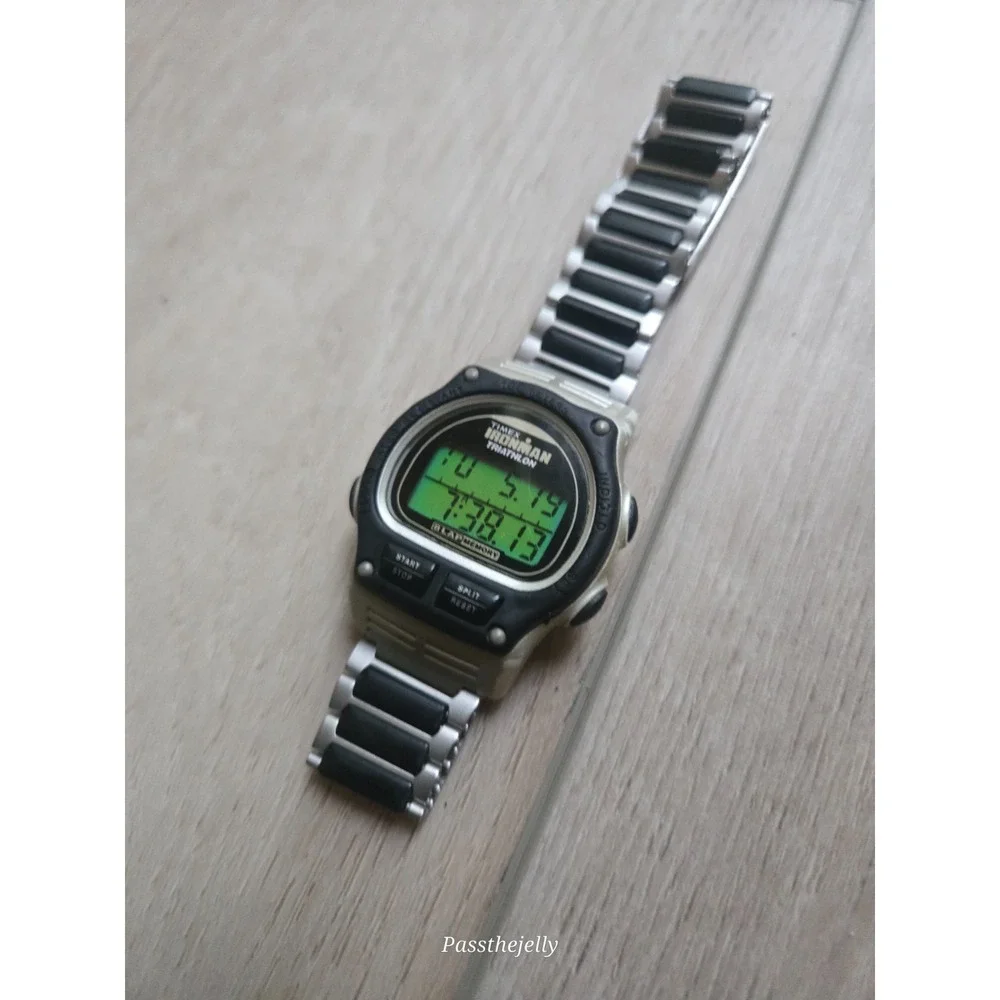 Timex Watch Mens vtg Ironman Triathlon Digital Sport Utility Integrated Bracelet