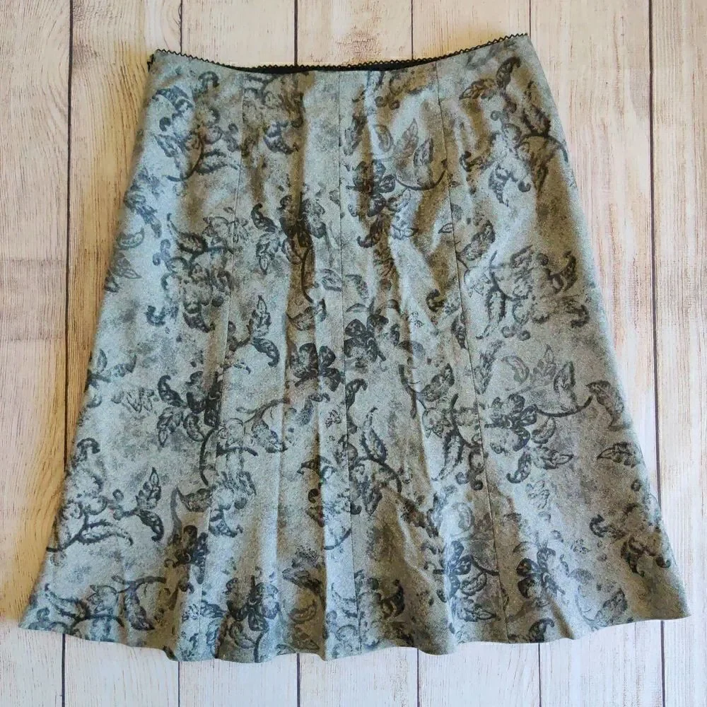Ann Taylor A-Line floral wool blend skirt sz 10P
