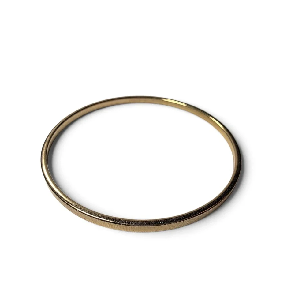 Vintage Monet Textured Gold Tone Bangle Bracelet Slim Vertical Line Pattern