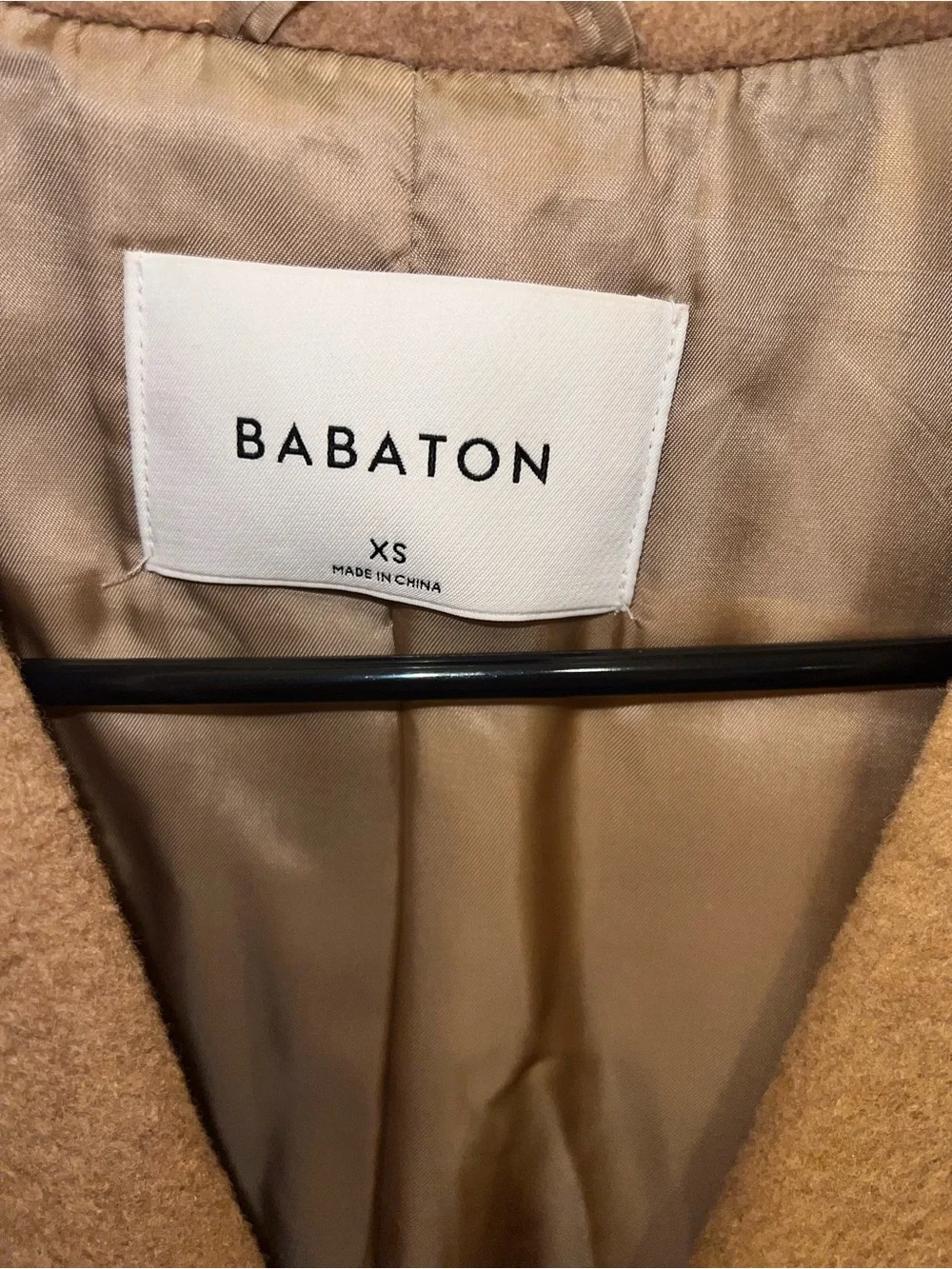 Aritzia Babaton Camel Tan Wool Tie Coat