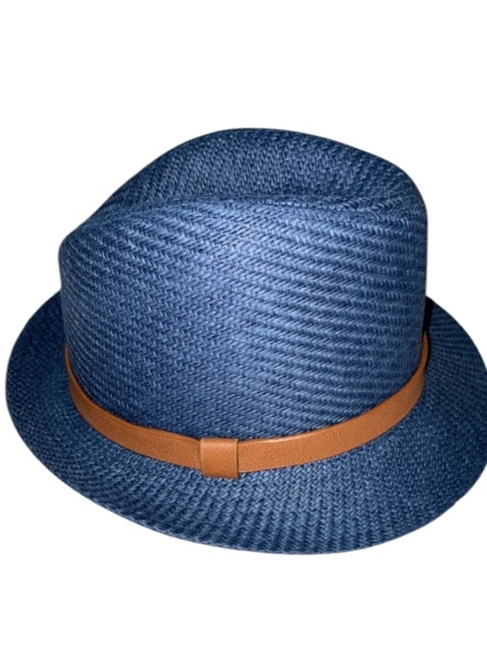 Blue Fedora Hat‎ with Brown Band EUC