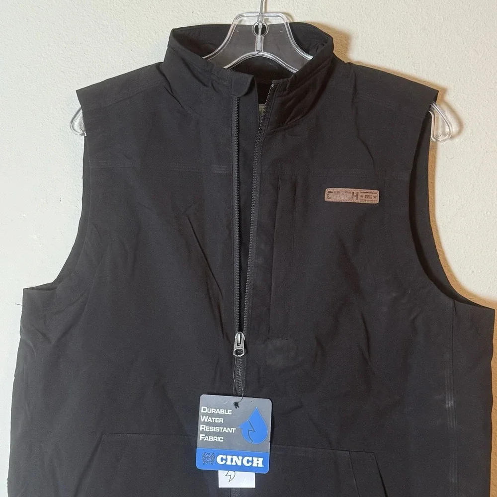 Cinch Black Softshell Western Vest XS Full Zip Water Resistant NWT