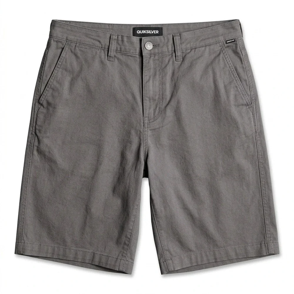 Quiksilver Mens Chino Shorts‎ Sz 34 Regular Gray Casual Flat Front Twill Stretch