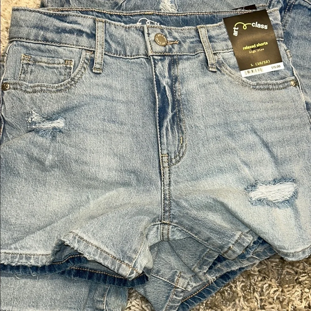 art class Blue Distressed Denim Shorts