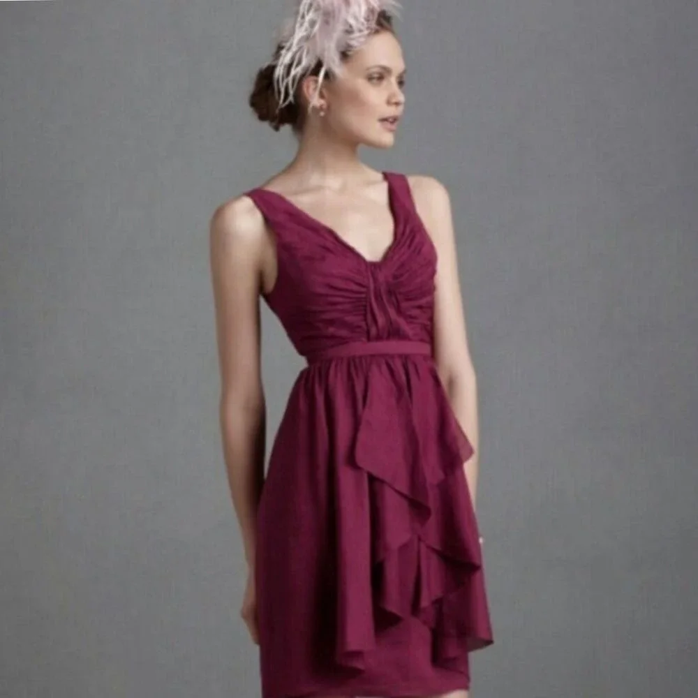 NWOT Anthropologie BHLDN Quillaree Silk Berry Couplet Dress Size‎ 4