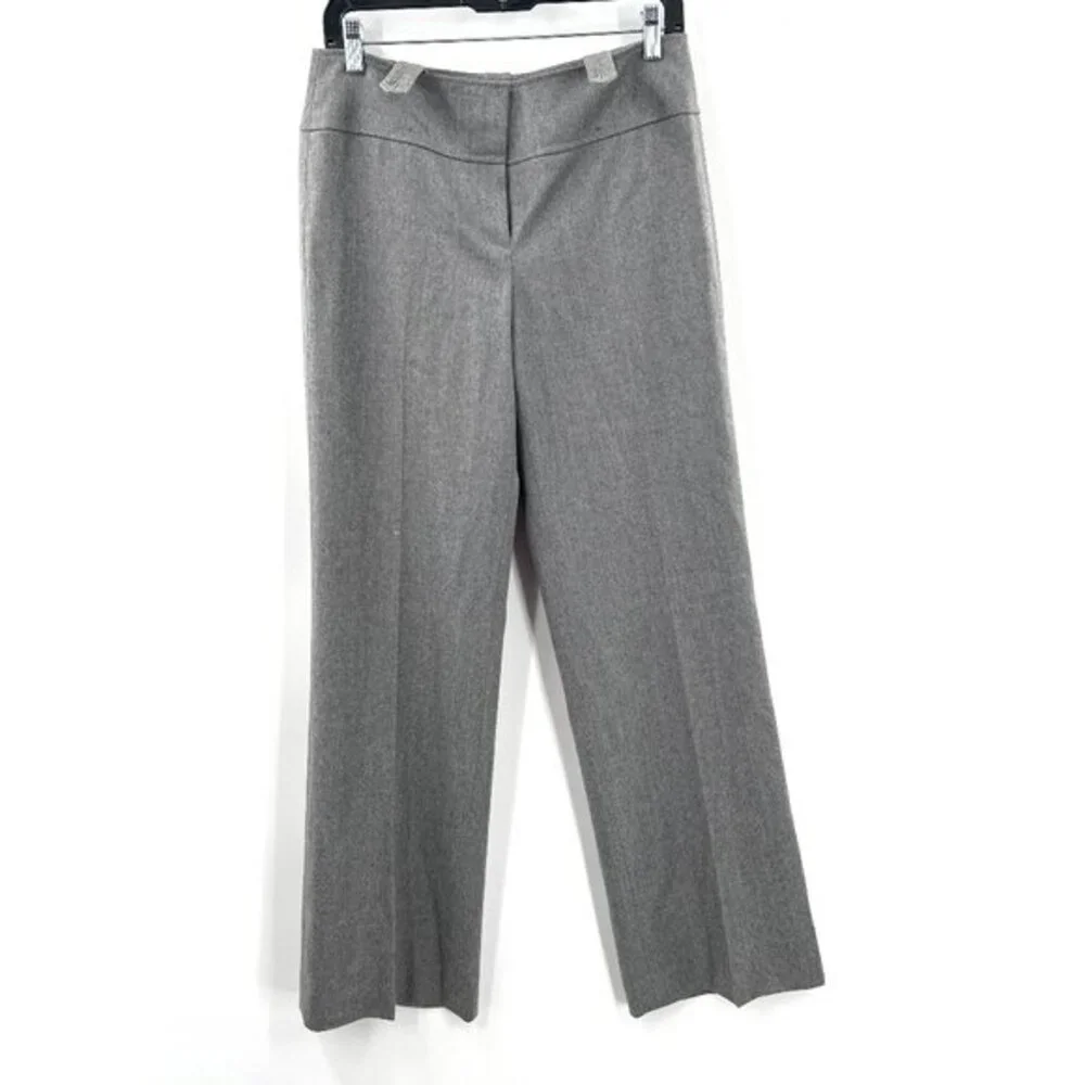 Ann Taylor mid rise grey wool wide leg‎ MARGO dress pants career work 4 READ