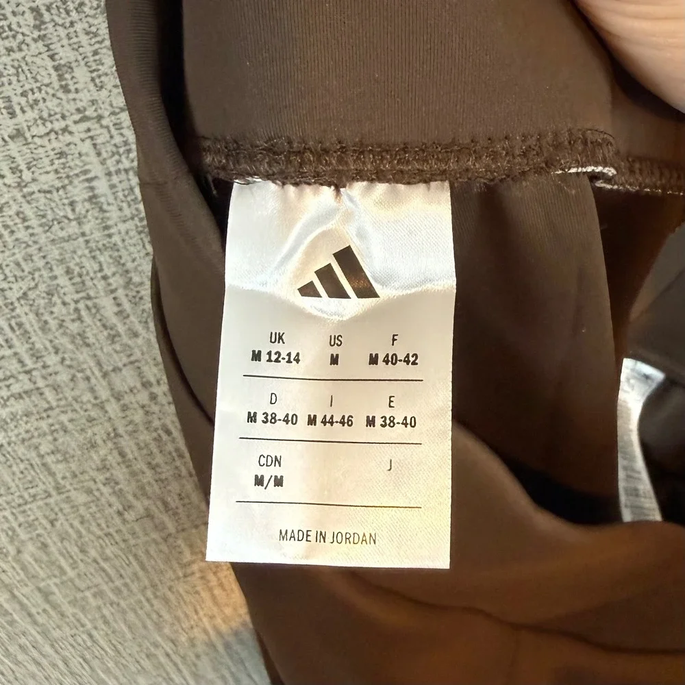 NWT Adidas Women Brown Wide Leg Pant High Rise Zip Pocket KF0794 Sz. Medium Walk