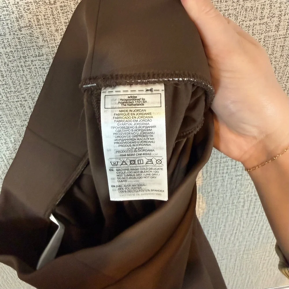 NWT Adidas Women Brown Wide Leg Pant High Rise Zip Pocket KF0794 Sz. Medium Walk