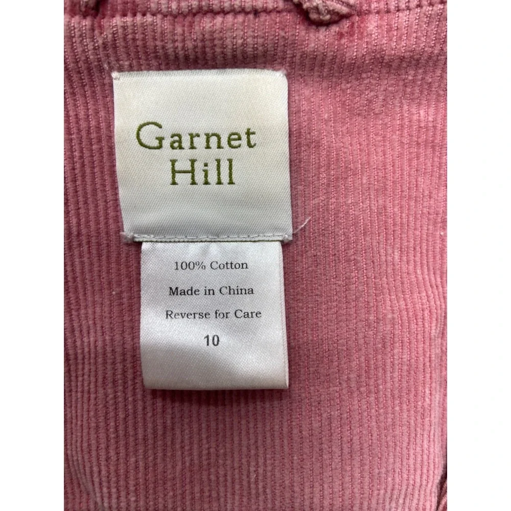 Garnet Hill Jacket Womens 10 Pink Corduroy Zip Front Pockets Elastic Waist