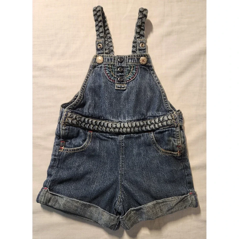 OshKosh B'Gosh Overalls Toddler Girl Size 2T‎ Denim Vestbak Shortalls One Piece