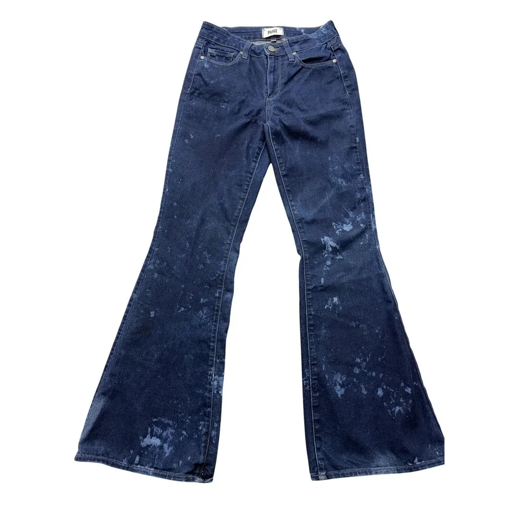 Paige High Rise Bell Canyon Jeans Womens 26x29.5 Dark Wash Flare Stretch Denim