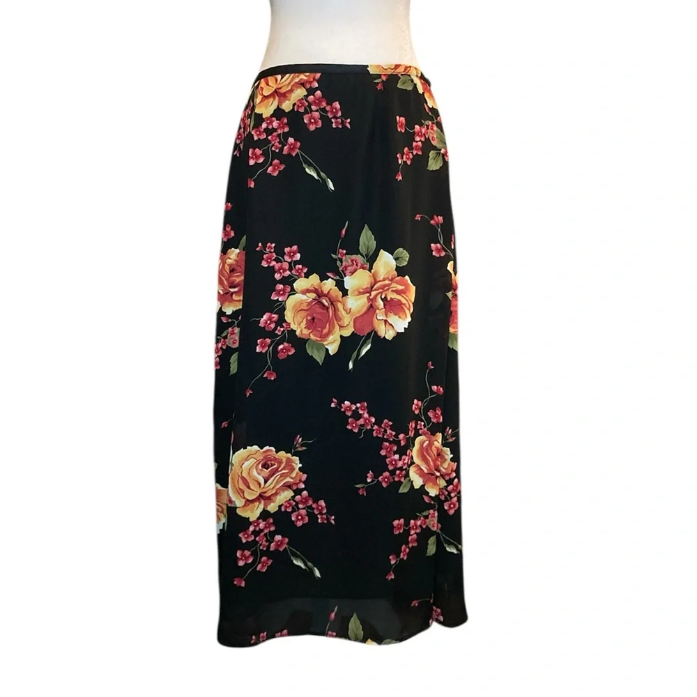 Jaclyn Smith Orange and Pink Maxi A-Line Skirt