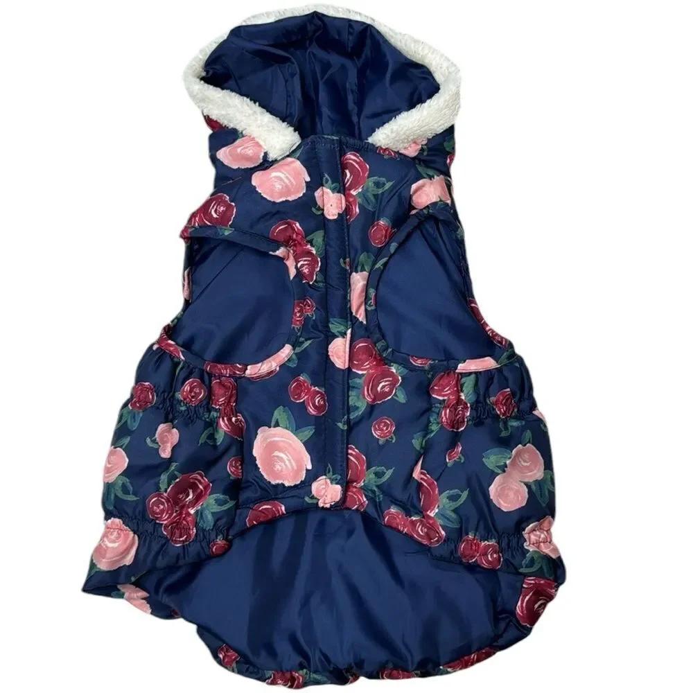 Pup Crew Floral‎ Puffer Hooded Jacket. Size Large.