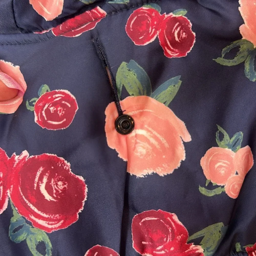 Pup Crew Floral‎ Puffer Hooded Jacket. Size Large.