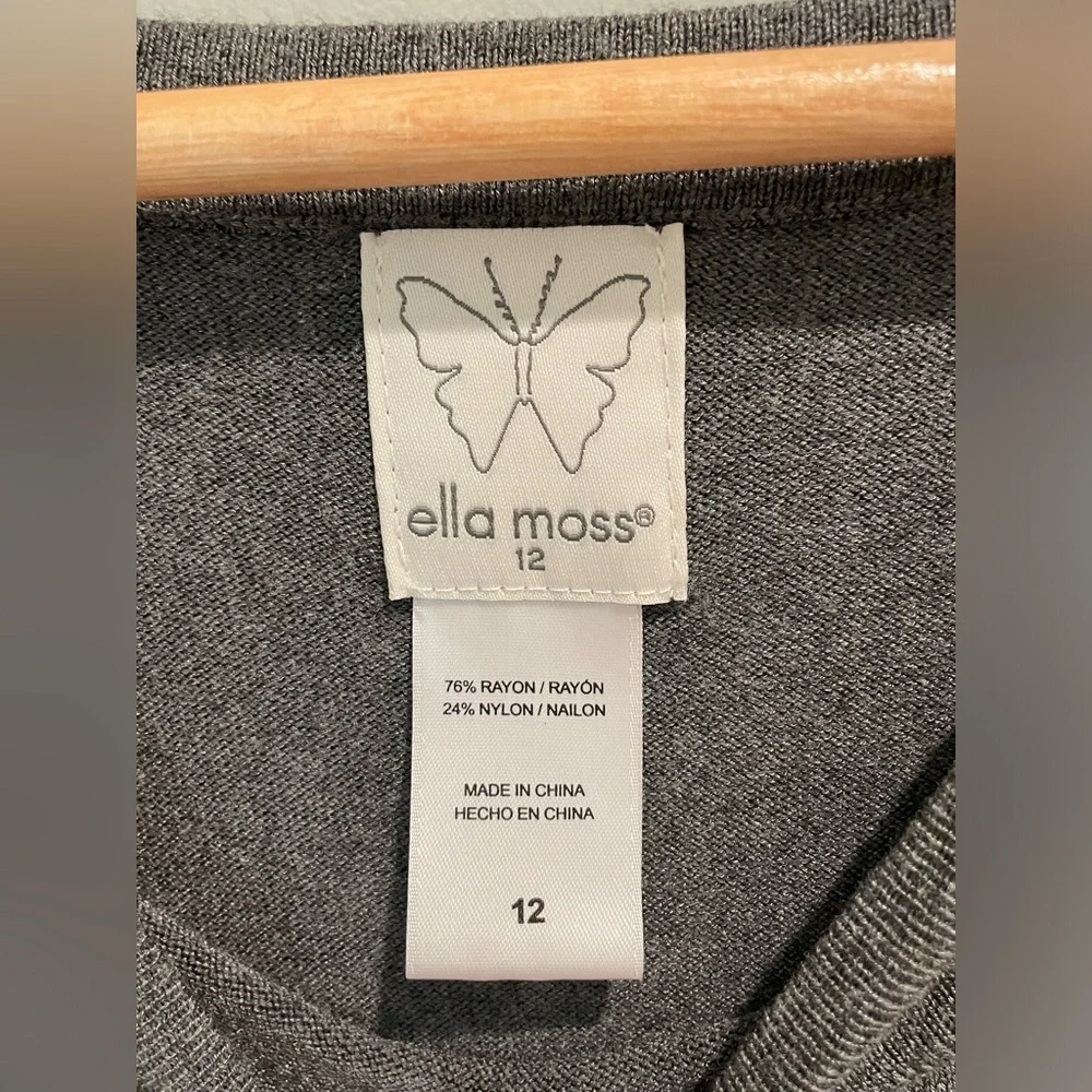 ELLA MOSS Girls Butterfly‎ Sleeve Sweater Dress Heather Grey Stretchy-Size 12