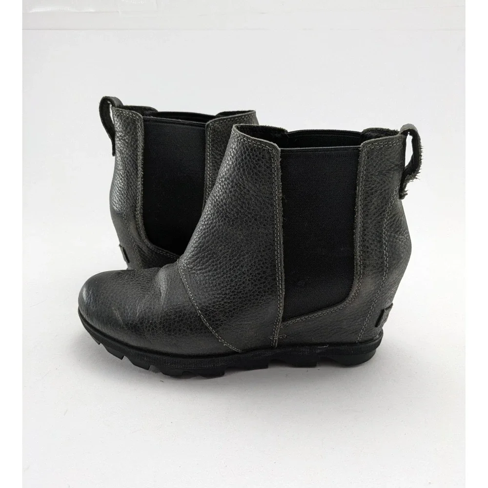 Womens Sorel Joan Of‎ Arctic Wedge II Gray Chelsea Boots NL3346-052 Size 9