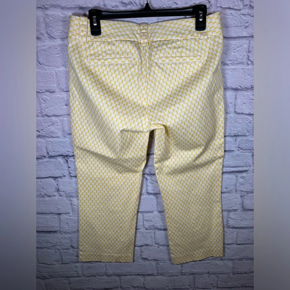 J. Crew Yellow White City‎ Fit Stretch Cropped Pant Womens size 6