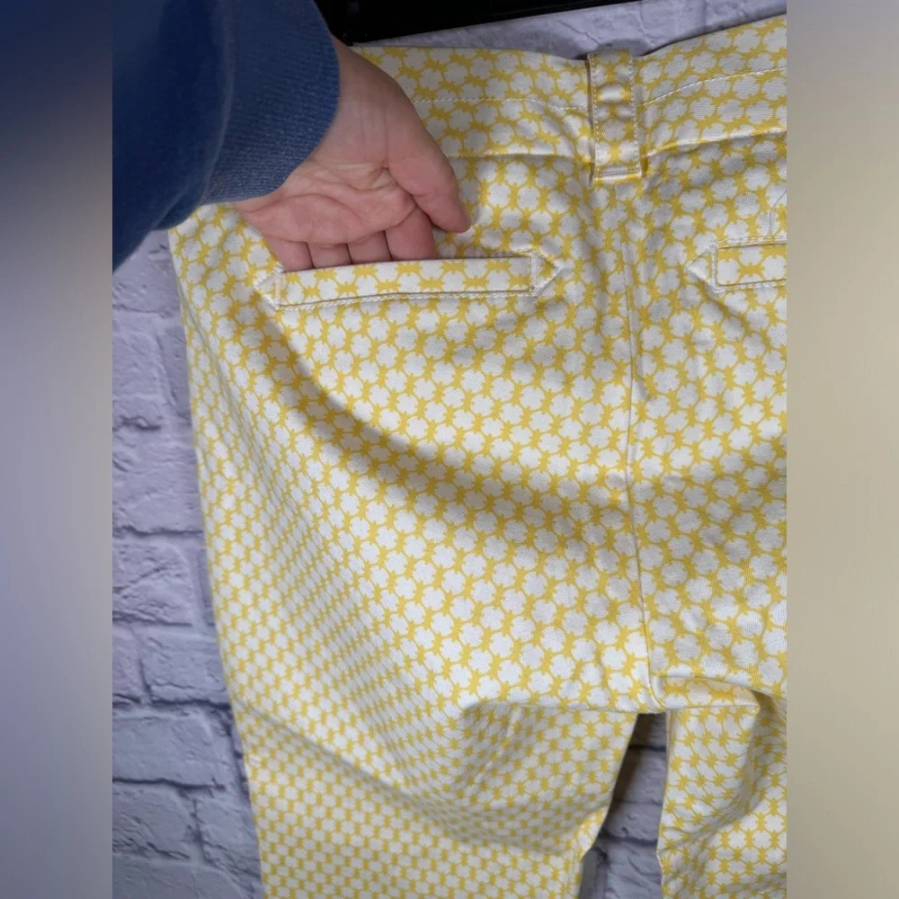 J. Crew Yellow White City‎ Fit Stretch Cropped Pant Womens size 6