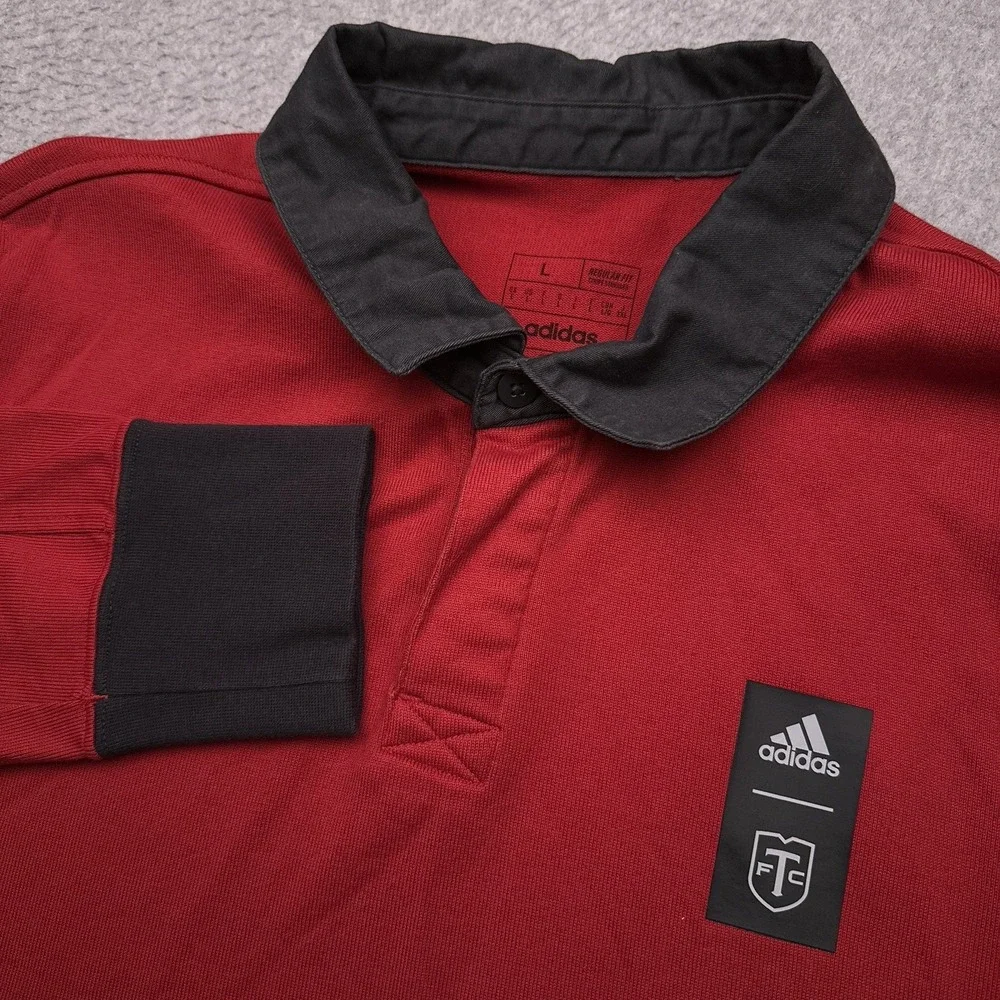 Adidas Toronto‎ FC Long Sleeve Polo Shirt Mens Large Red Rugby Soccer MLS HU0440