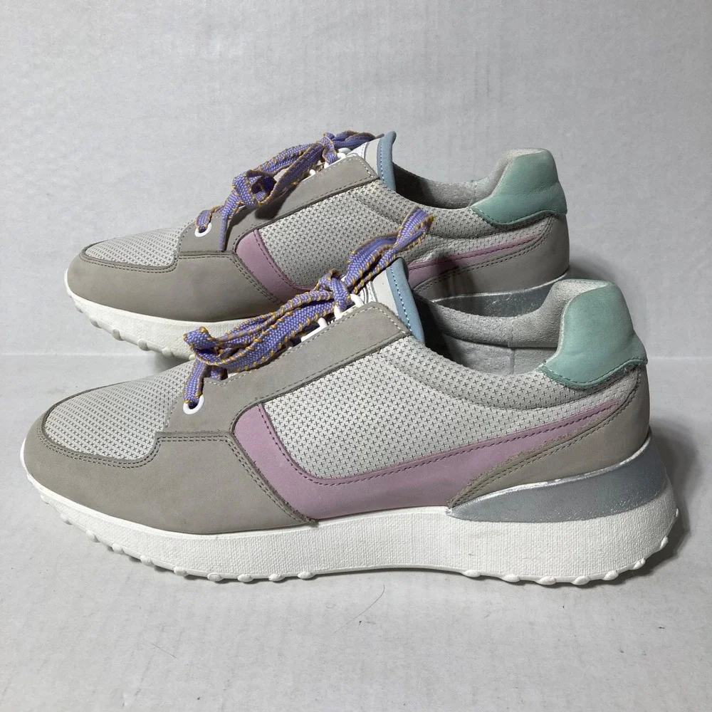 NWOB Bull boxer Women's Caroline Sneaker‎ Shoes Grey Green Pink size 10 M