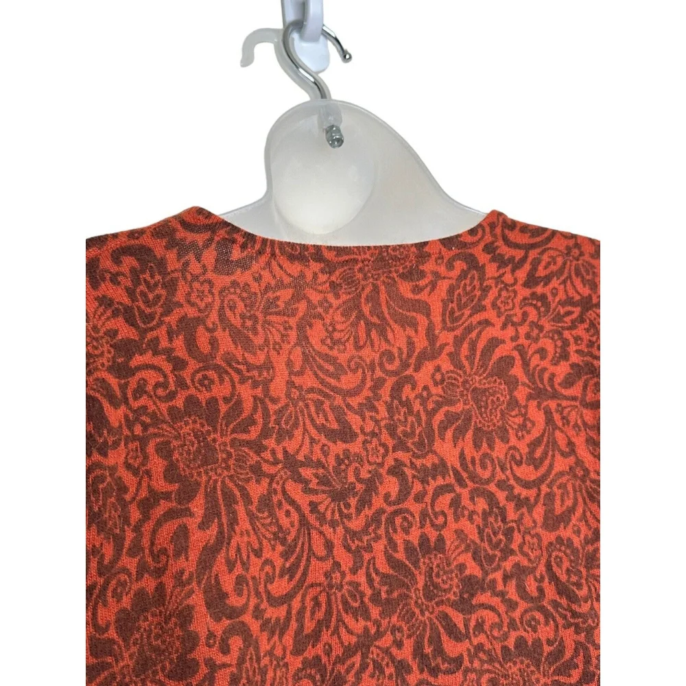 Vintage Jillian Jones Cardigan Sweater Womens Large Rust Brown‎ Paisley Buttons