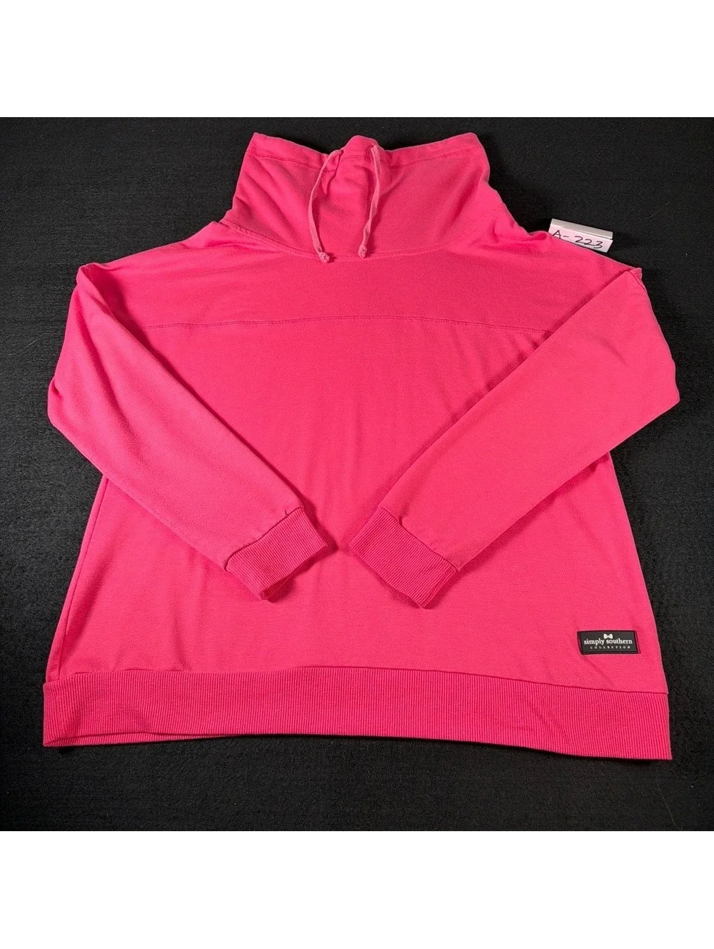 Simply Southern Women’s Pink Cowl Neck Sweatshirt Pullover Cotton Casual