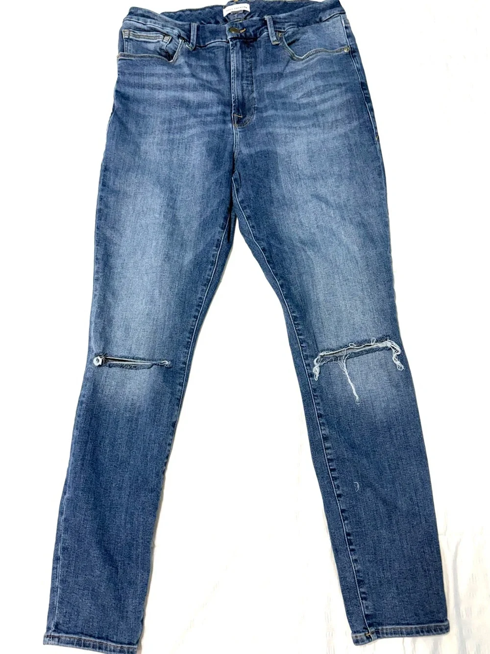 Good American Blue Skinny Distressed Jeans 14/32