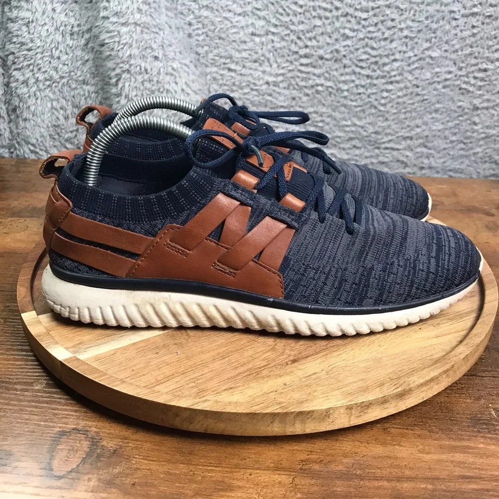 Cole‎ Haan Grand Motion Woven Sneakers Mens 8.5M Marine Blue Stitchlite Leather