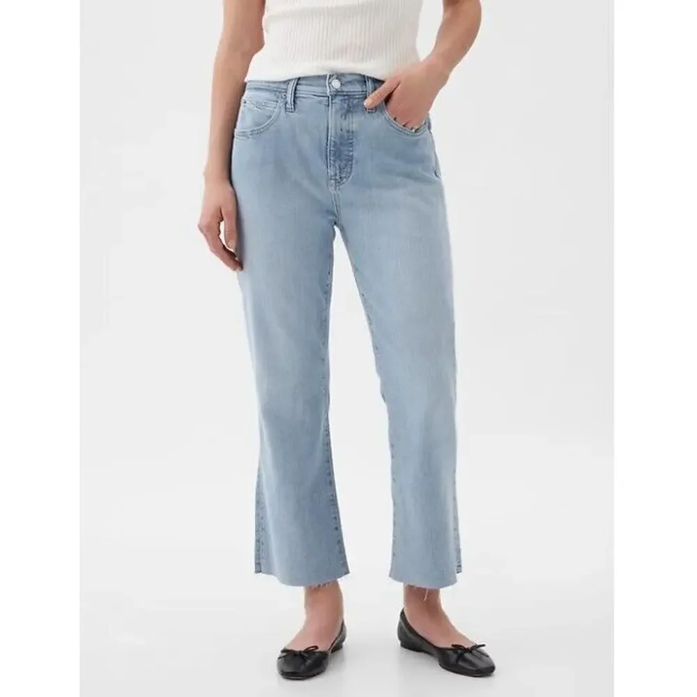 Gap Jeans Women 32 14 Tall Blue Denim Light Wash Kick Fit High-Rise Straight NWT