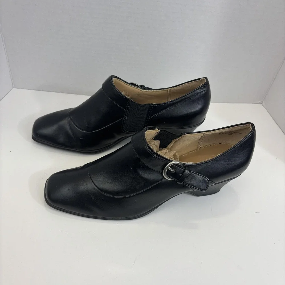 Kelly & Katie Wedge‎ Heel Shoes Womens Size 8.5 Black Pumps Buckle