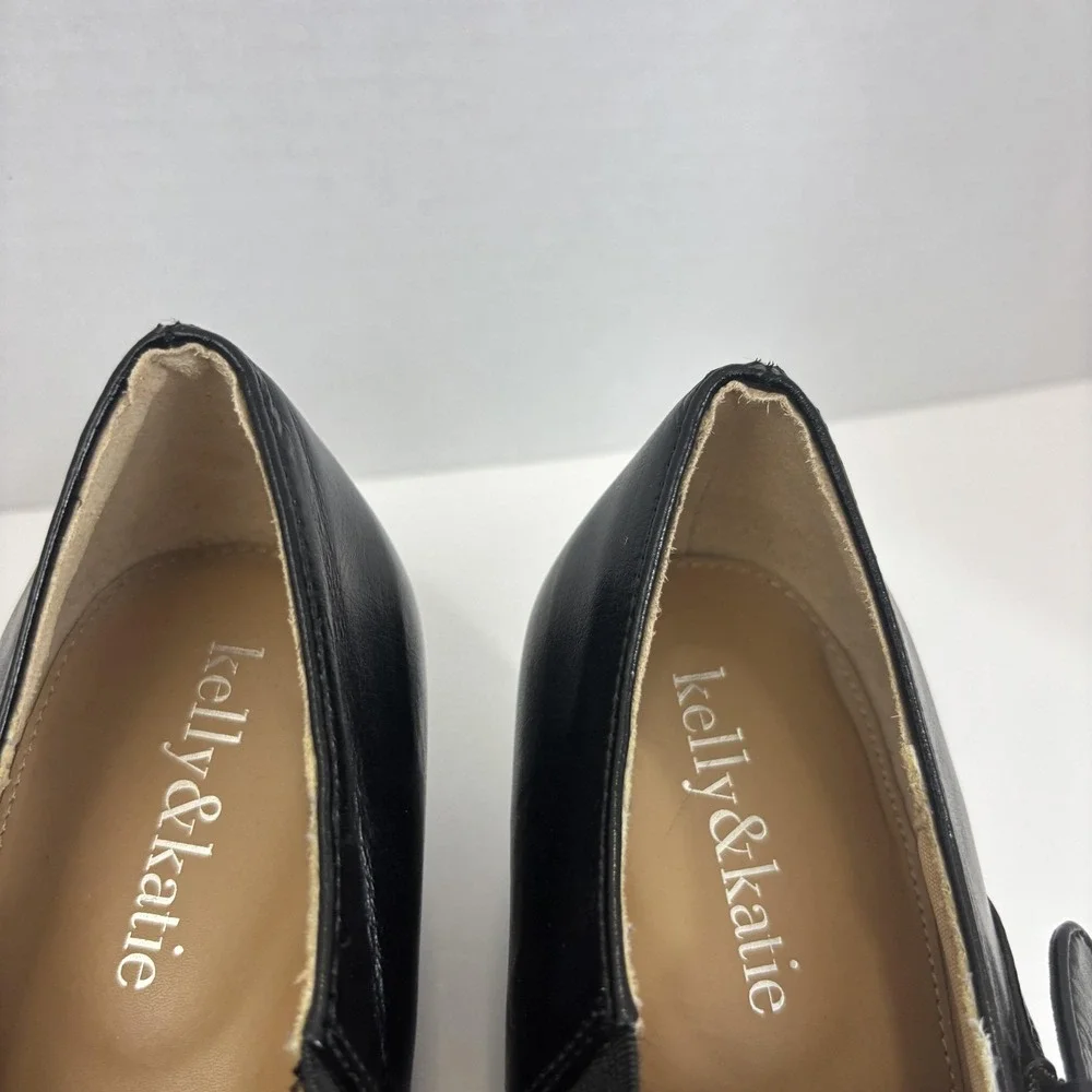 Kelly & Katie Wedge‎ Heel Shoes Womens Size 8.5 Black Pumps Buckle