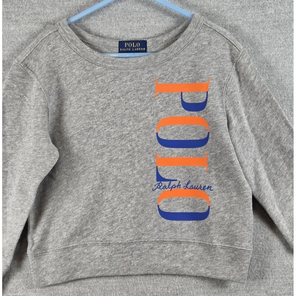 Polo Ralph Lauren Toddler Crewneck Sweatshirt 3T Big Spell Out Logo Gray Heather