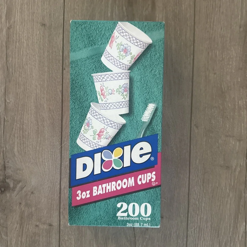 DIXIE 3 oz Bath Cups THROWBACK‎ Pack Now=160 Count (Orig = 200 Ct) Pink Flowers