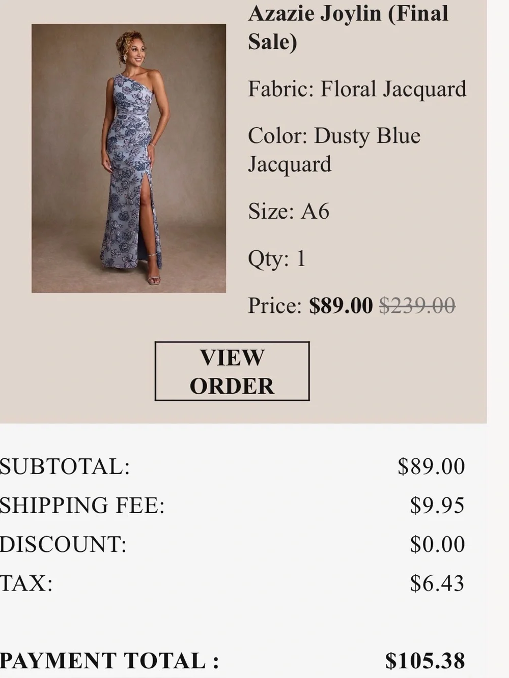 Azazie one shoulder